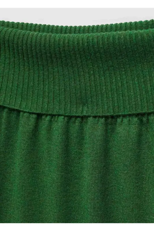 Long knit skirt-Green - 6