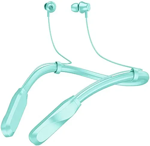 Long-Lasting Neckband Bluetooth Headphones with 120 Hours Playtime, Sports Sweatproof Earphones in Light Green, with Microphone for Running and Wireless Bluetooth Connectivity - 1