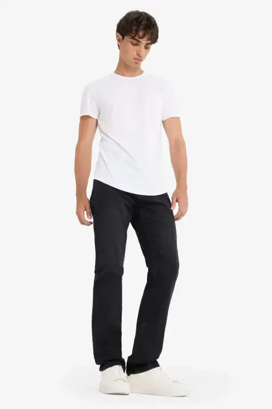 Long Muscle Fit Crew Neck Basic Short Sleeve T-Shirt White - 2