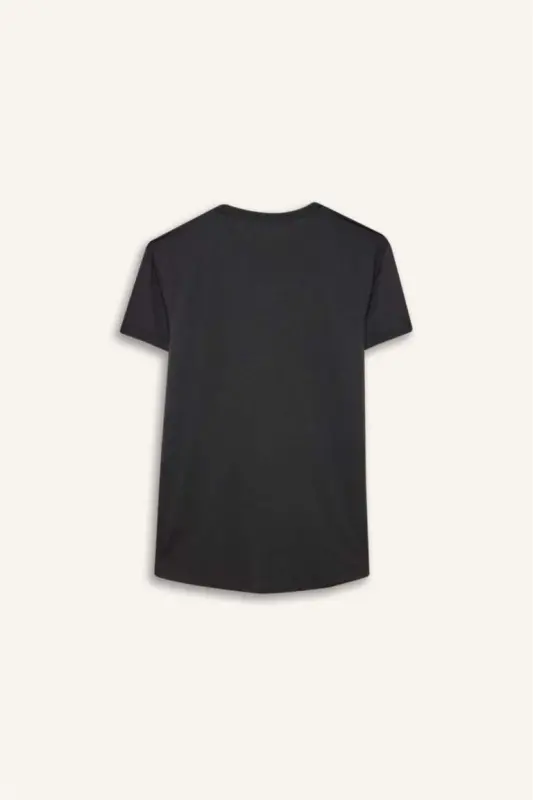 Long Muscle Fit Crew Neck Short Sleeve T-Shirt, Dark Anthracite - 3