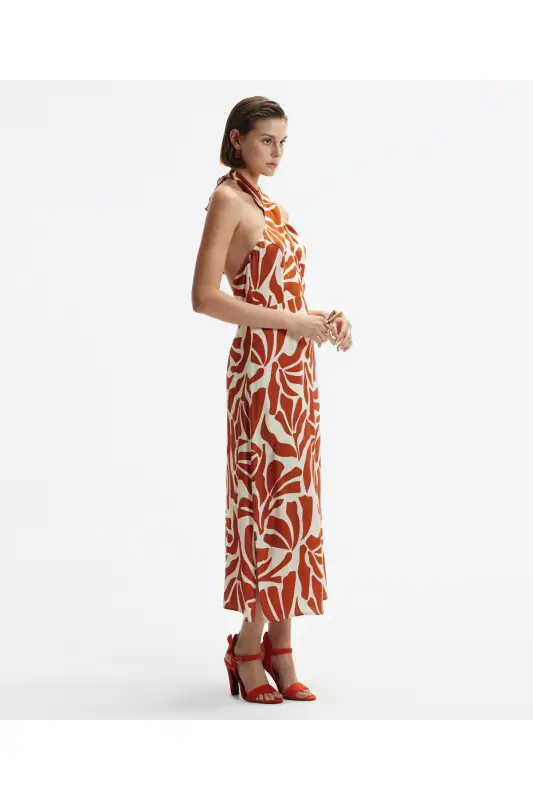 Long Open Back Dress with Neck Tie - YARGICI