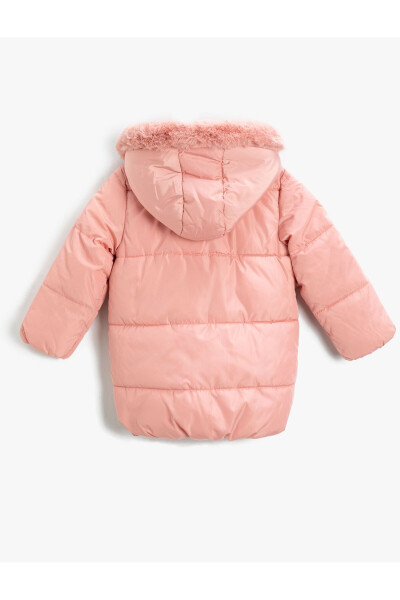 Long puffer jacket with plush pockets - 2