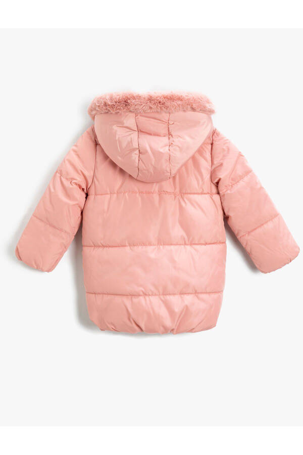 Long puffer jacket with plush pockets - 2