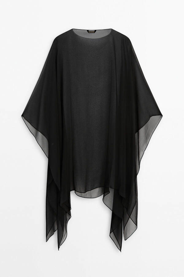 Long Semi-Transparent Silk Cape - 6