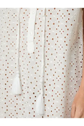 Long Shirt Eyelet Dress Short Sleeve - 6