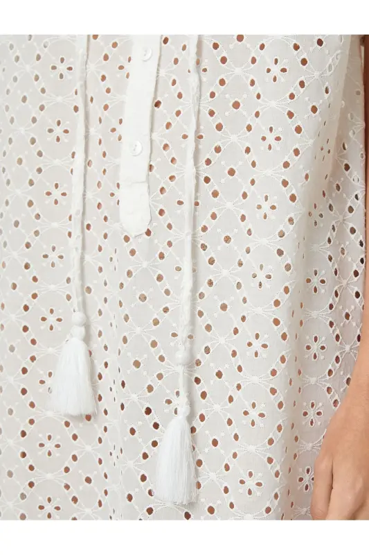 Long Shirt Eyelet Dress Short Sleeve - 6