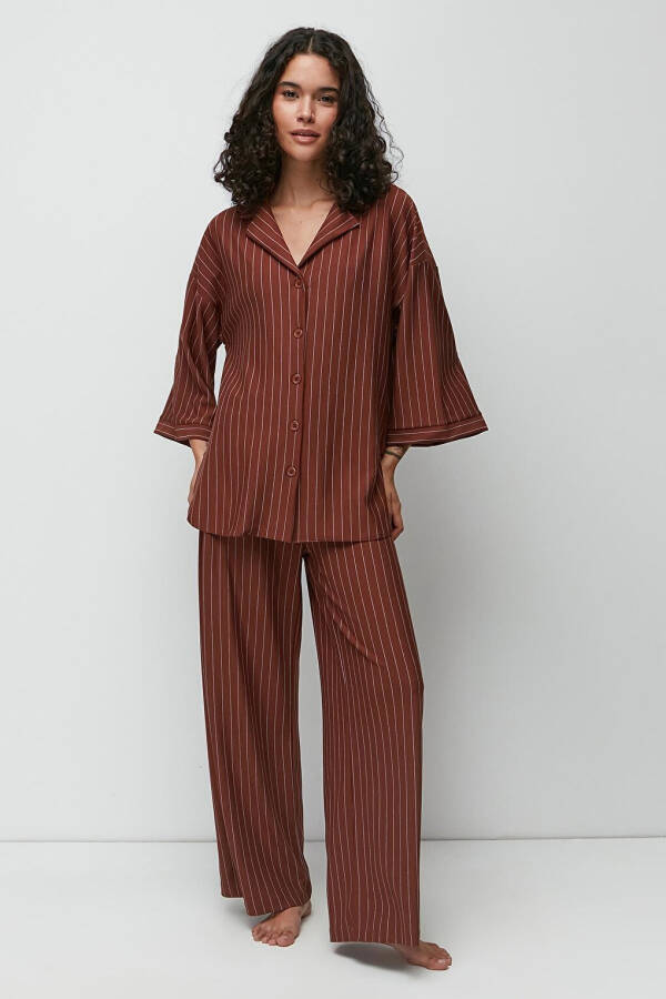 Long Shirt Pant Suit 9140 Brown - 5