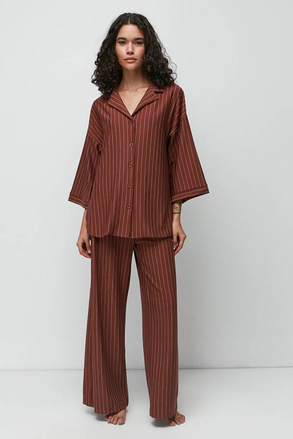 Long Shirt Pant Suit 9140 Brown - 6