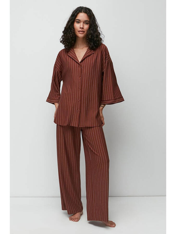 Long Shirt Pant Suit 9140 Brown - 1