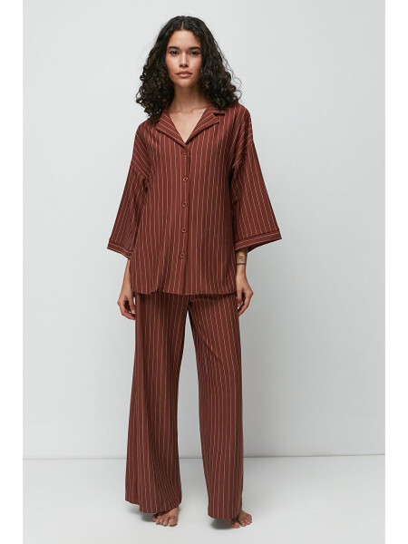 Long Shirt Pant Suit 9140 Brown - 2