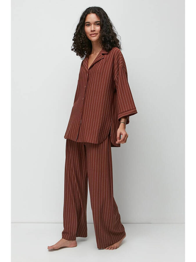 Long Shirt Pant Suit 9140 Brown - 3