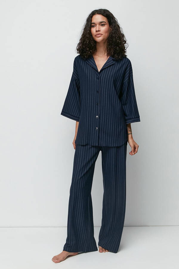 Long Shirt Pants Suit 9140 Navy - 6