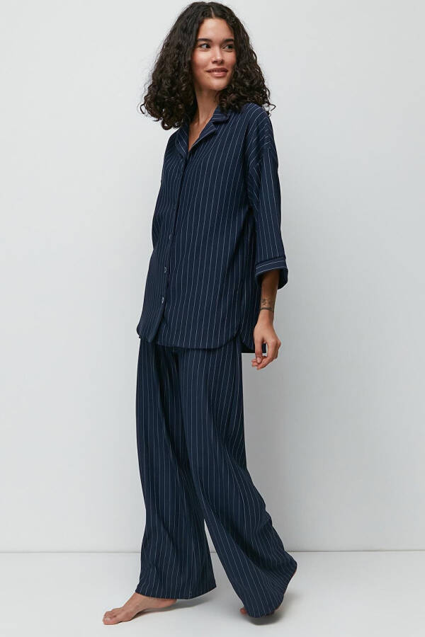 Long Shirt Pants Suit 9140 Navy - 7