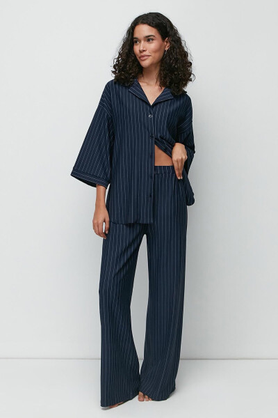 Long Shirt Pants Suit 9140 Navy - 8