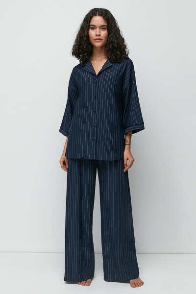 Long Shirt Pants Suit 9140 Navy - 9