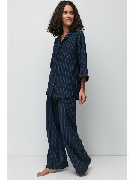 Long Shirt Pants Suit 9140 Navy - 2