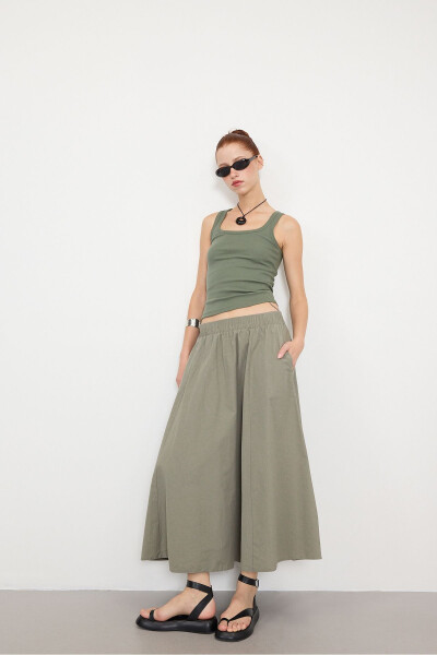 Long Skirt with Elastic Waist and Pockets E13751-L3 