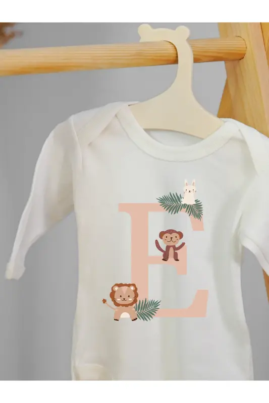 Long Sleeve 100% Cotton Animal Designs with Letter E - 1