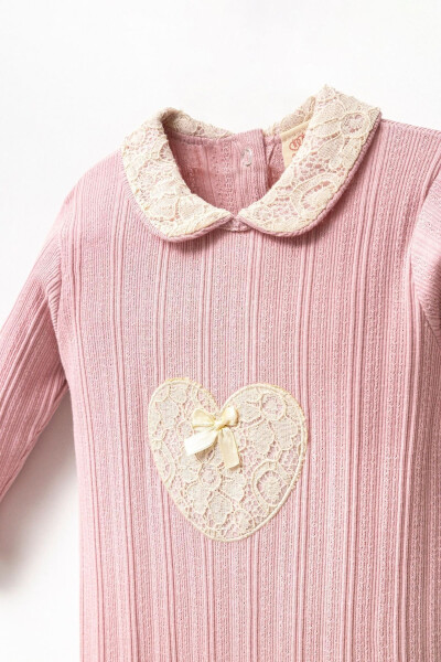 Long Sleeve 100% Cotton Baby Neck Gift Girl Baby Bootie Jumpsuit 3-9 Months - 3