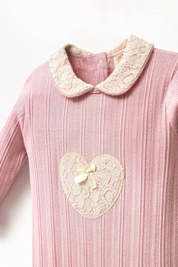 Long Sleeve 100% Cotton Baby Neck Gift Girl Baby Bootie Jumpsuit 3-9 Months - 3