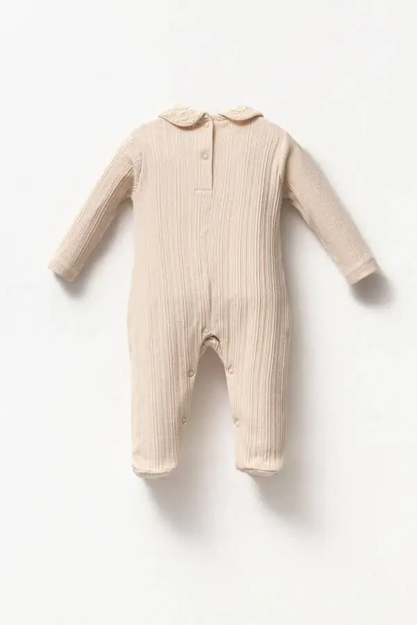 Long Sleeve 100% Cotton Baby Neck Gift Girl Baby Bootie Romper 3-9 Months - 2