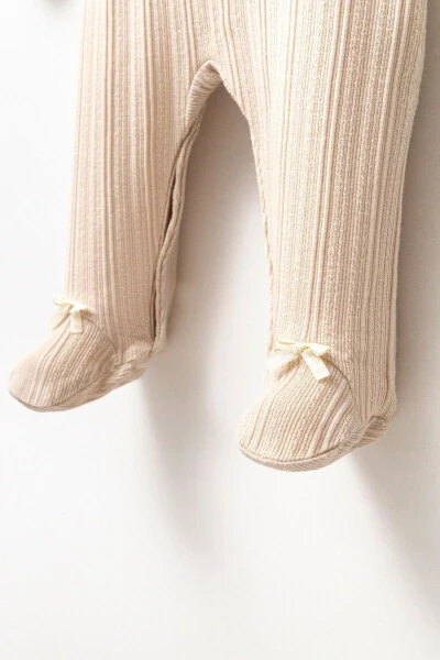 Long Sleeve 100% Cotton Baby Neck Gift Girl Baby Bootie Romper 3-9 Months - 5