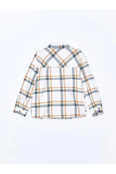 Long Sleeve Baby Boy Plaid Shirt - 3