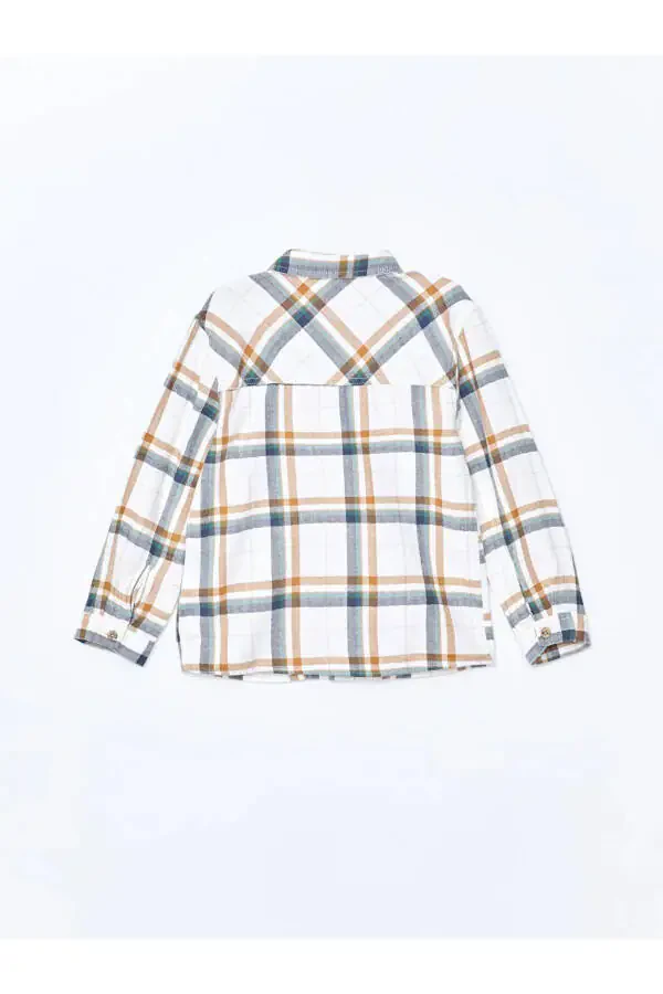 Long Sleeve Baby Boy Plaid Shirt - 3