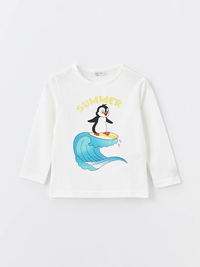 Long Sleeve Baby Boy T-Shirt with Bike Print Crew Neck - 4