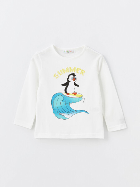 Long Sleeve Baby Boy T-Shirt with Bike Print Crew Neck - 1