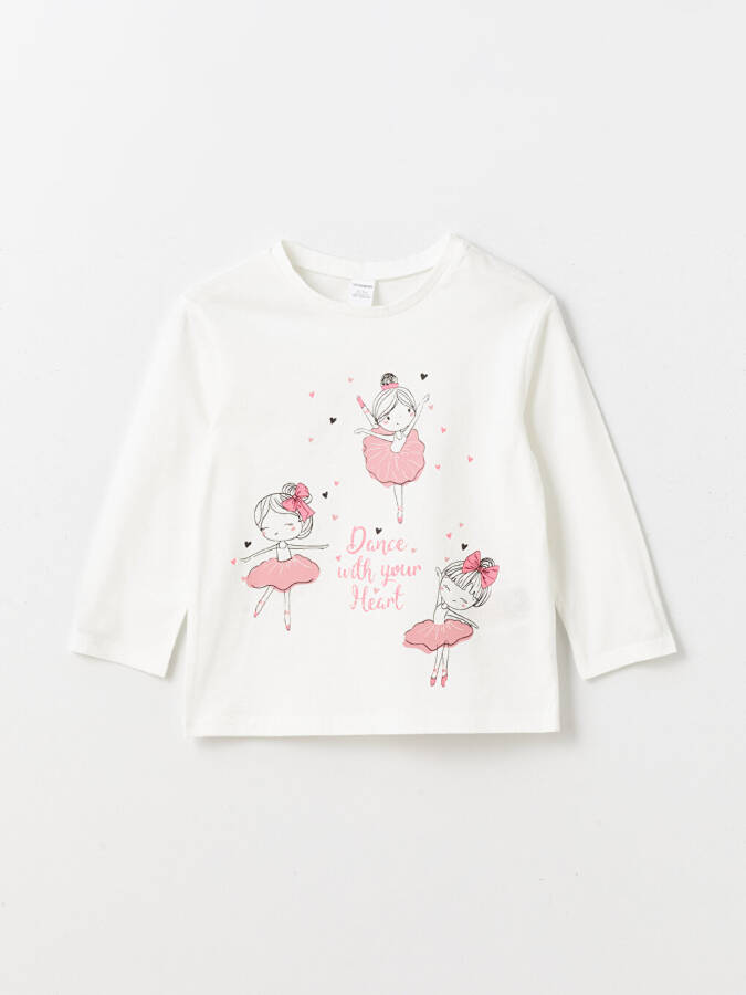 Long Sleeve Baby Girl T-shirt with Bicycle Print and Crew Neck - 3