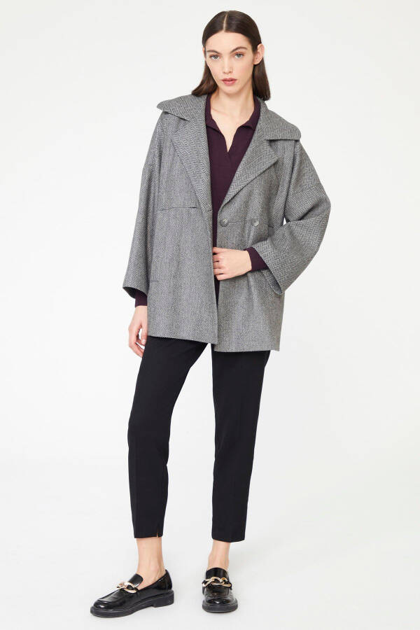 Long Sleeve Back Embroidered Coat - 2