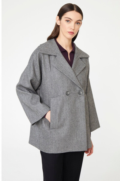 Long Sleeve Back Embroidered Coat - 3