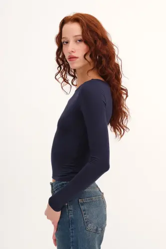Long Sleeve Basic Blouse B1605-S4 - ADDAX (1)