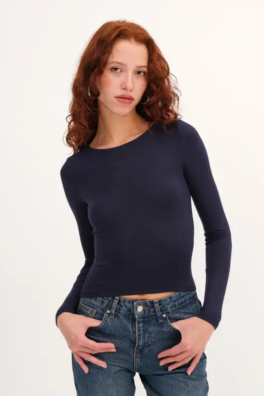 Long Sleeve Basic Blouse B1605-S4 - 5