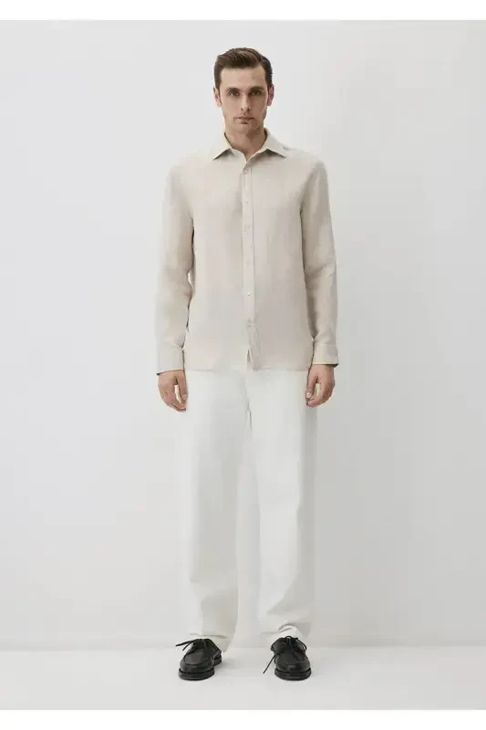 Long Sleeve Beige Men's Shirt 0211496-70134 - 3