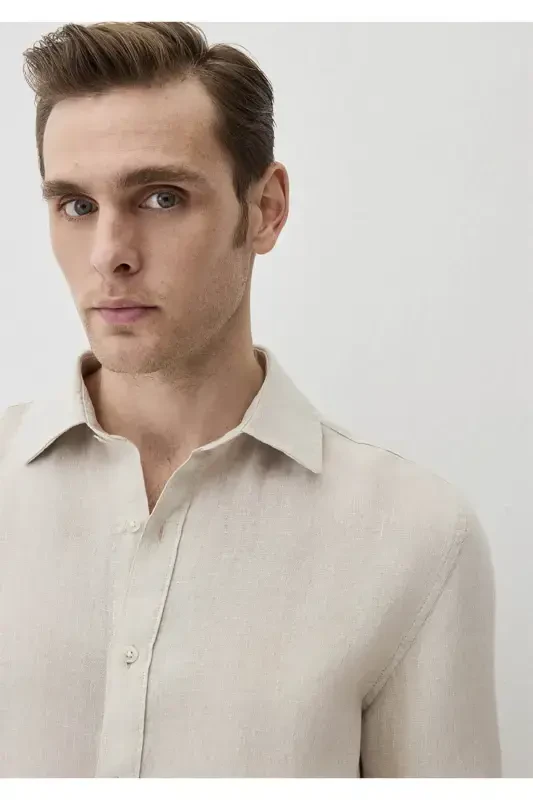 Long Sleeve Beige Men's Shirt 0211496-70134 - 6