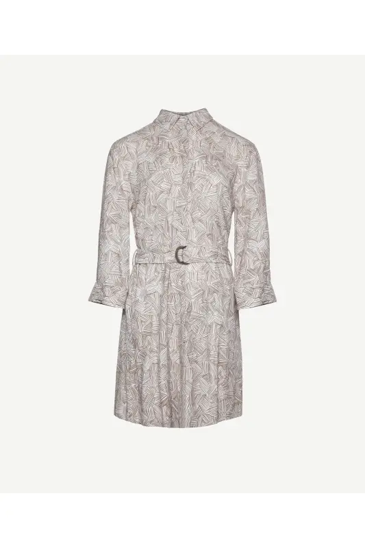 Long Sleeve Belted Short Shirt Dress - 3