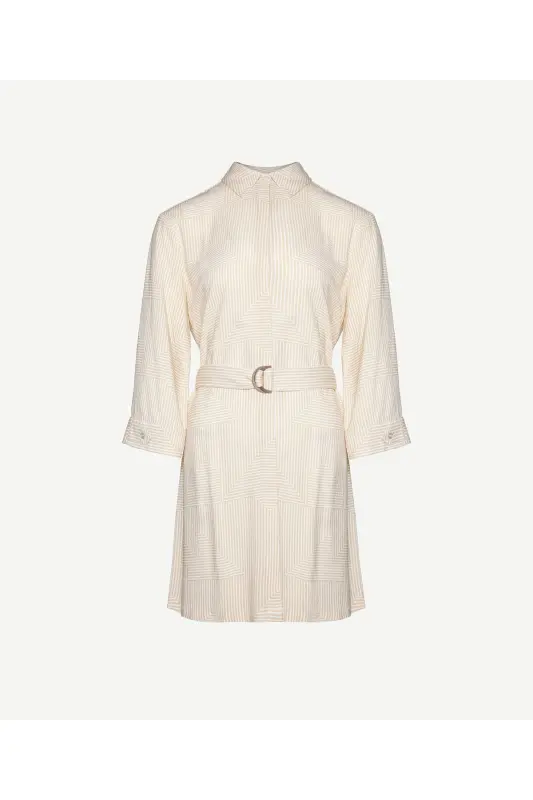 Long Sleeve Belted Short Shirt Dress - 4