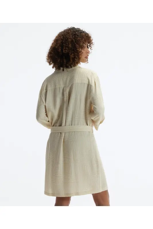 Long Sleeve Belted Short Shirt Dress - 3