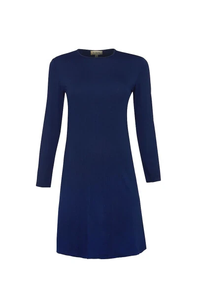 Long Sleeve Bicycle Collar Tunic-Navy Blue - AKER