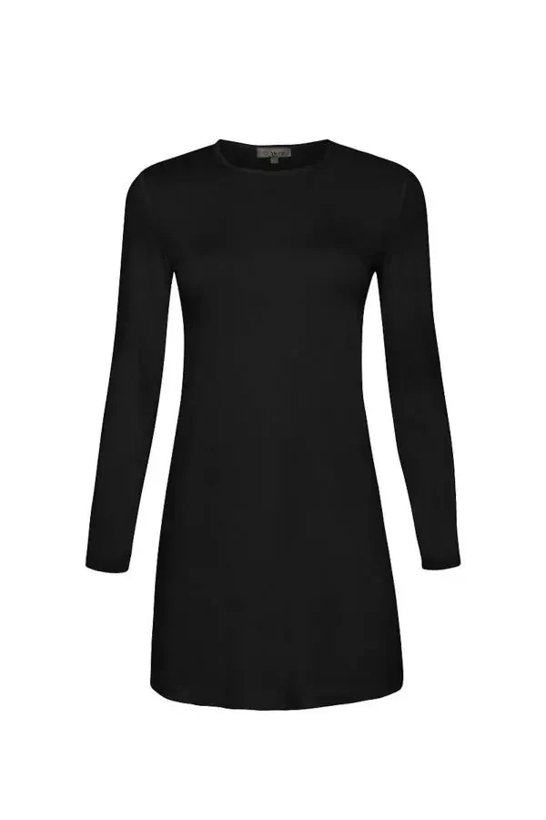 Long Sleeve Bike Collar Tunic-Black - 1