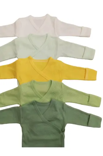 Long Sleeve Bodysuit Crossover with Built-in Mittens (5-Pack)-White - 7