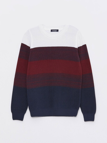 Long Sleeve Boys' Crew Neck Color Block Knit Sweater - 11