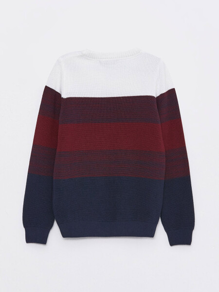 Long Sleeve Boys' Crew Neck Color Block Knit Sweater - 12