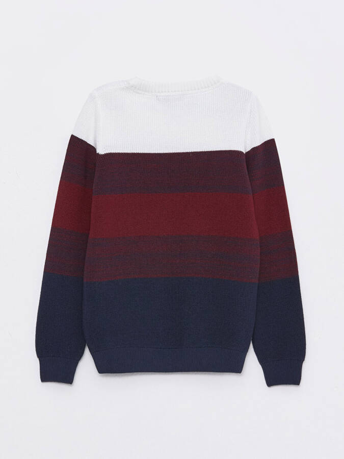 Long Sleeve Boys' Crew Neck Color Block Knit Sweater - 12