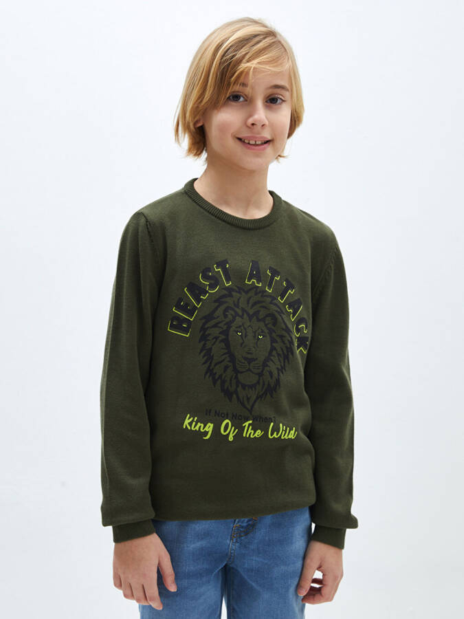 Long Sleeve Boys Knit Sweater with Bicycle Pattern - 5