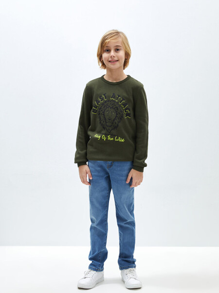 Long Sleeve Boys Knit Sweater with Bicycle Pattern - 6