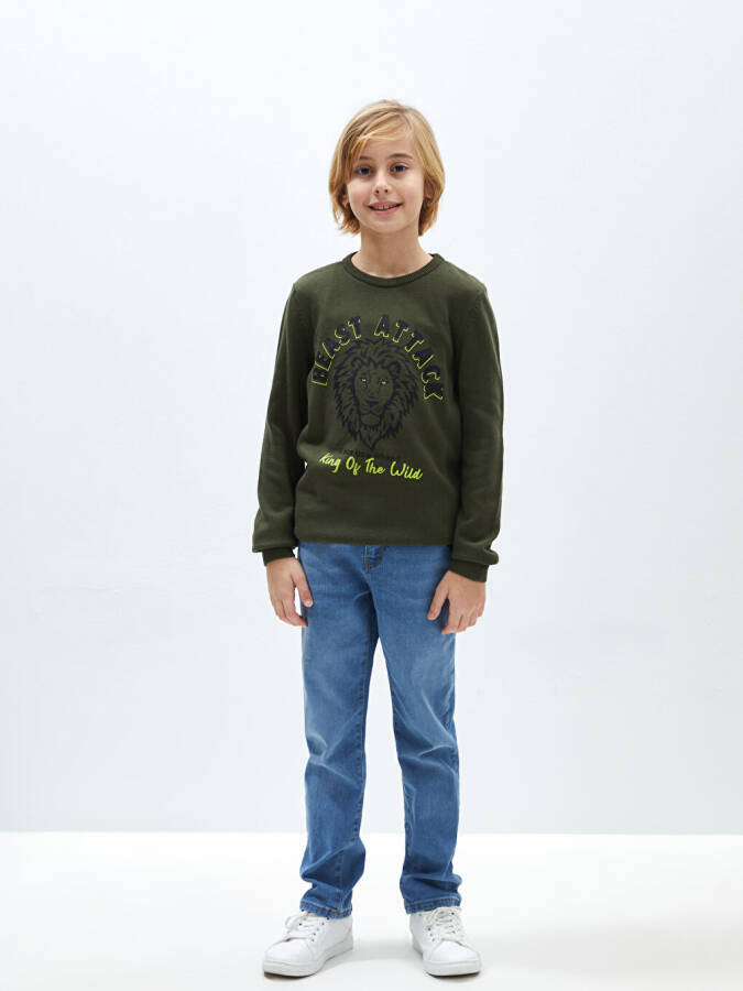 Long Sleeve Boys Knit Sweater with Bicycle Pattern - 6