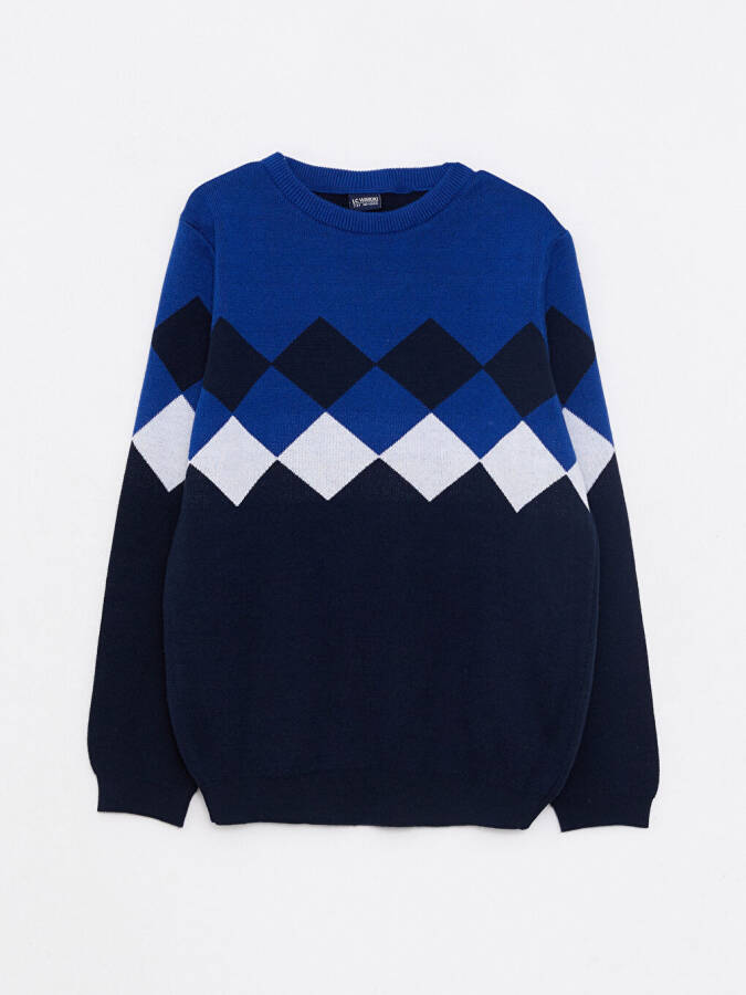 Long Sleeve Boys' Striped Crew Neck Knit Sweater - 3